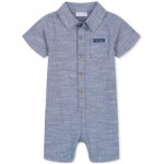 Baby Boys Cotton Printed Chambray Short-Sleeve Romper