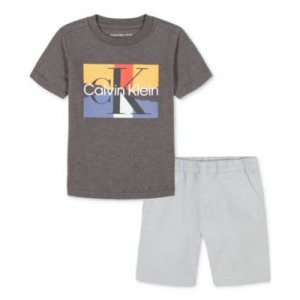 Little Boys Cotton Short-Sleeve Logo T-Shirt & Twill Shorts 2 Piece Set