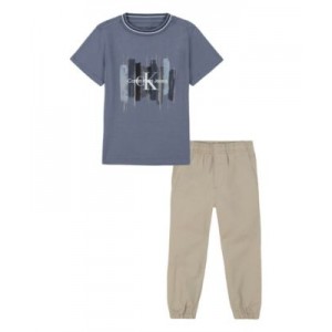 Toddler Boy short sleeve Graphic Tee and Twill Joggers