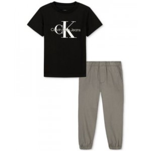Big Boys Short-Sleeve Classic Logo T-Shirt & Twill Jogger Pants 2 Piece Set