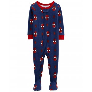 Blue Baby 1-Piece Spider-Man 100% Snug Fit Cotton Footie Pajamas