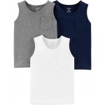 Navy/Heather/White Baby 3-Pack Jersey Tanks