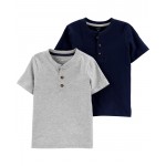Heather/Navy Baby 2-Pack Henley Tees