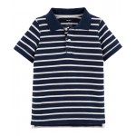 Navy Toddler Striped Jersey Polo