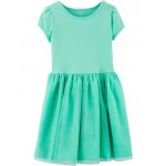 Turquoise Kid Tutu Jersey Dress