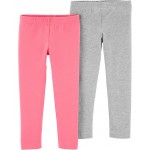 Pink/Heather Baby 2-Pack Heather Gray & Pink Leggings
