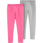 Pink/Heather Kid 2-Pack Pink & Gray Leggings