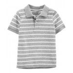 Grey/White Toddler Striped Jersey Polo