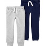 Grey/Navy Baby Basic 2-Pack Jogger Pants