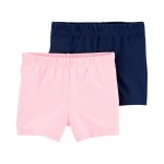 Pink/Navy Baby 2-Pack Tumbling Shorts