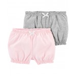 Pink/Grey Baby 2-Pack Bubble Shorts