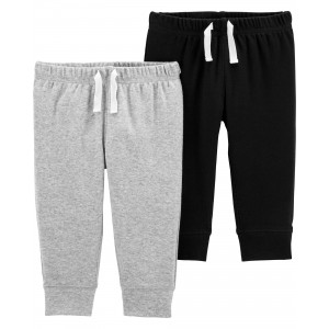 Grey/Black Baby 2-Pack Cotton Pants
