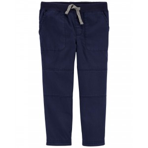 Navy Baby Ribbed Waist Stitch Detail Pants