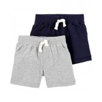 Grey/Navy Baby 2-Pack Shorts