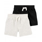 Grey/Black Baby 2-Pack Cotton Pull-On Shorts