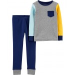 Multi Kid 2-Piece Colorblock 100% Snug Fit Cotton Pajamas