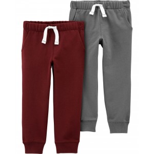 Maroon/Grey Baby Basic 2-Pack Jogger Pants