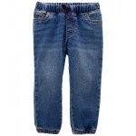 Blue Toddler Elastic Waist Denim Joggers