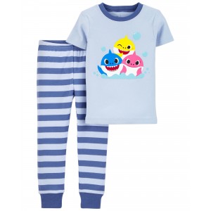 Blue Toddler Pinkfong Baby Shark Snug Fit Cotton Pajamas