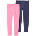 Blue/Pink Kid 2-Pack Pink & Navy Leggings
