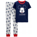 Blue Kid 2-Piece Mickey Mouse 100% Snug Fit Cotton Pajamas