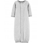Grey Baby Preemie Striped Cotton Sleeper Gown