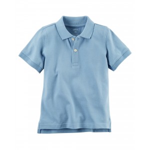 Blue Toddler Pique Uniform Polo