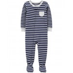 Navy Baby 1-Piece Striped 100% Snug Fit Cotton Pajamas