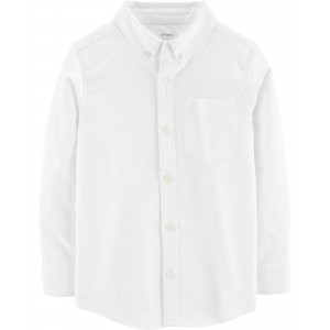 White Kid Oxford Button-Front Shirt