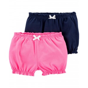 Pink/Navy Baby 2-Pack Cotton Shorts