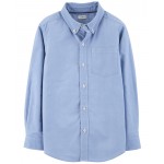Blue Kid Button-Front Uniform Shirt