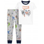 White Toddler 2-Piece ⓒMARVEL100% Snug Fit Cotton Pajamas