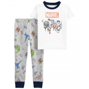 White Toddler 2-Piece ⓒMARVEL100% Snug Fit Cotton Pajamas
