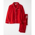 Bold Red Adult Organic Cotton Flannel Pajamas Set