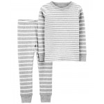 Grey Baby 2-Piece Striped 100% Snug Fit Cotton Pajamas