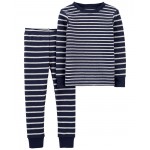 Navy Baby 2-Piece Striped 100% Snug Fit Cotton Pajamas