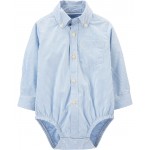 Blue Baby Oxford Button-Front Bodysuit