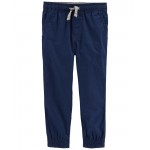 Navy Baby Elastic Waist Poplin Joggers