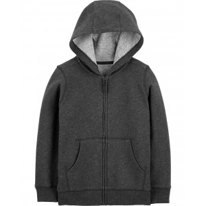 Grey Kid Zip-Up French Terry Hoodie