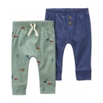 Green/Blue Baby 2-Pack Pull-On Pants