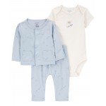 Blue/White Baby 3-Piece Little Cardigan Set