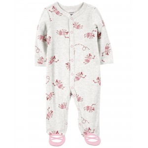 Grey Baby Ballet Snap-Up Cotton Blend Sleep & Play Pajamas