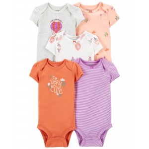 Orange/Purple Baby 5-Pack Short-Sleeve Original Bodysuits