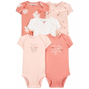 Pink/White Baby 5-Pack Short-Sleeve Original Bodysuits