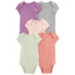 Multi Baby 5-Pack Short-Sleeve Solid Bodysuits