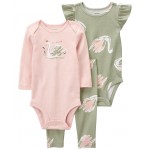 Pink/Green Baby 3-Piece Swan Little Character Set
