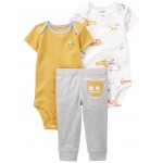 Grey/Yellow Baby 3-Piece Helicopter Little Character Set
