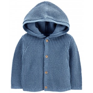 Blue Baby Hooded Cotton Cardigan