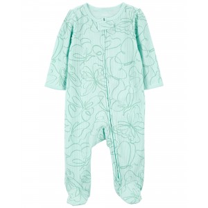 Mint Baby Butterfly 2-Way Zip Cotton Blend Sleep & Play Pajamas