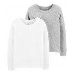 White/Heather 2-Pack Long-Sleeve Undershirts